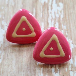 Vintage Pink Triangle Earrings
